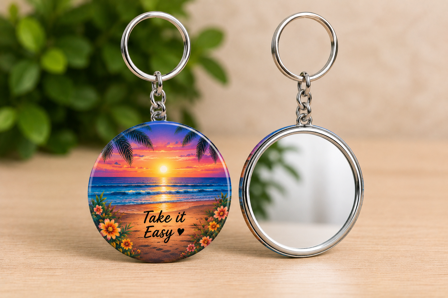 Custom 6m ROUND Keyring with MIrror